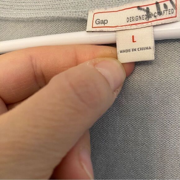 Gap v neck light blue nylon merino extra fine wool long tunic sweater size L - Picture 5 of 10